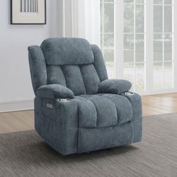 💥New PLUSH Over Stuffed BLUE Power Lift Recliner Chair USB Cup Holders $10 DOWN
