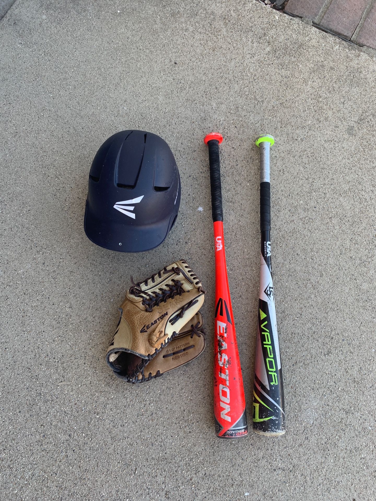 Baseball glove and bats