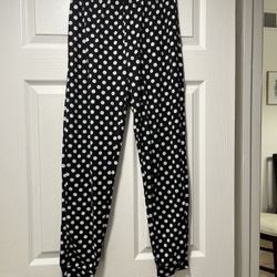 Women's black and white polka dots Track pants 