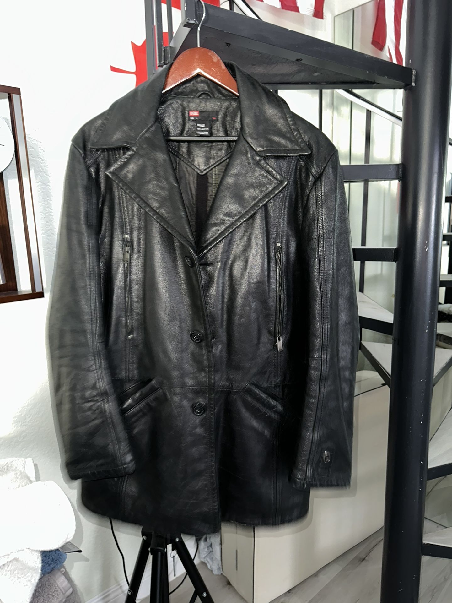 Diesel Genuine Leather Jacket, Men, Large Size, Mint Condition