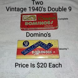 2 Vintage 1940's Double Nine Dominoes Sets (SR Is Missing 1 Domino, Dragon Is Complete) Price Is $20 Each