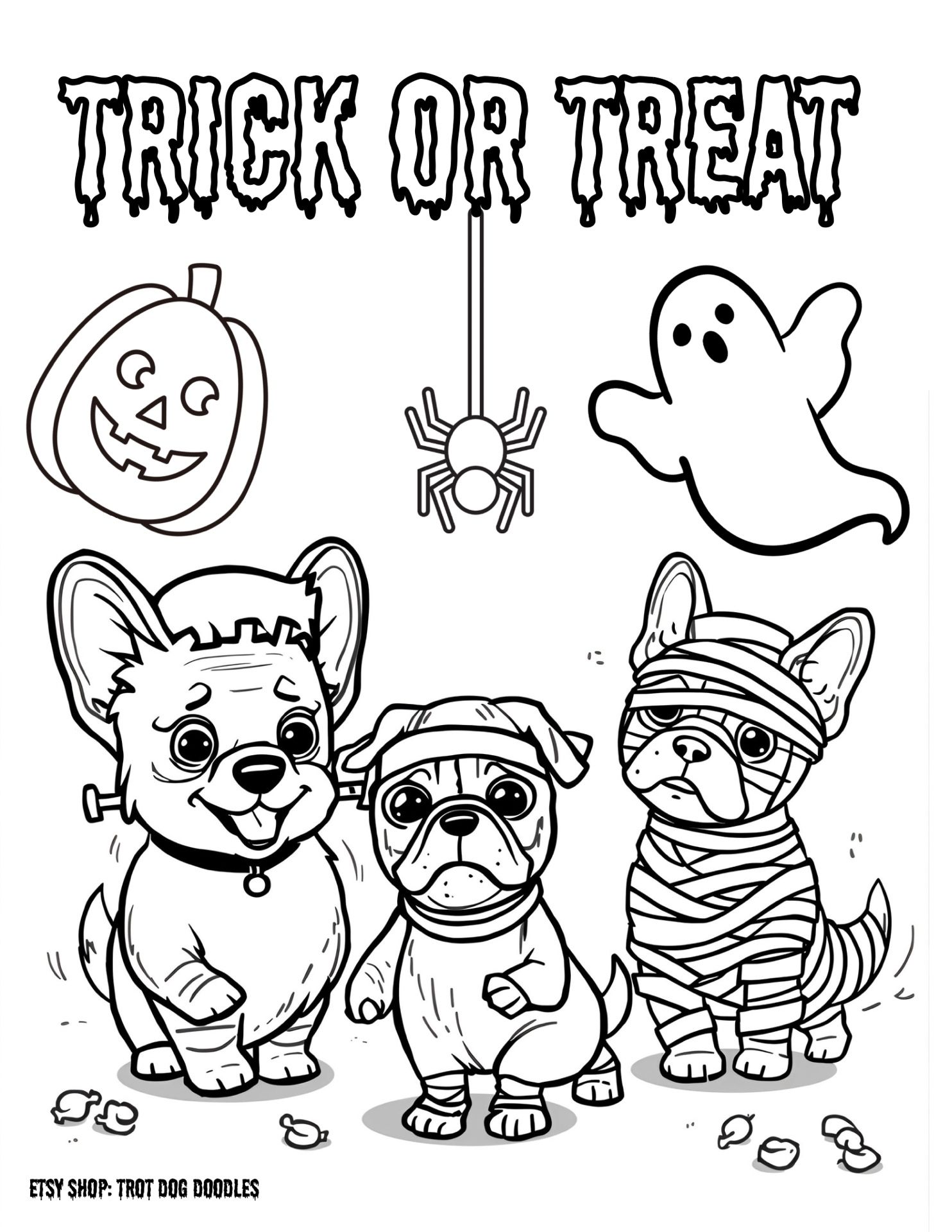 TROT Trick Or Treat Halloween Coloring Page