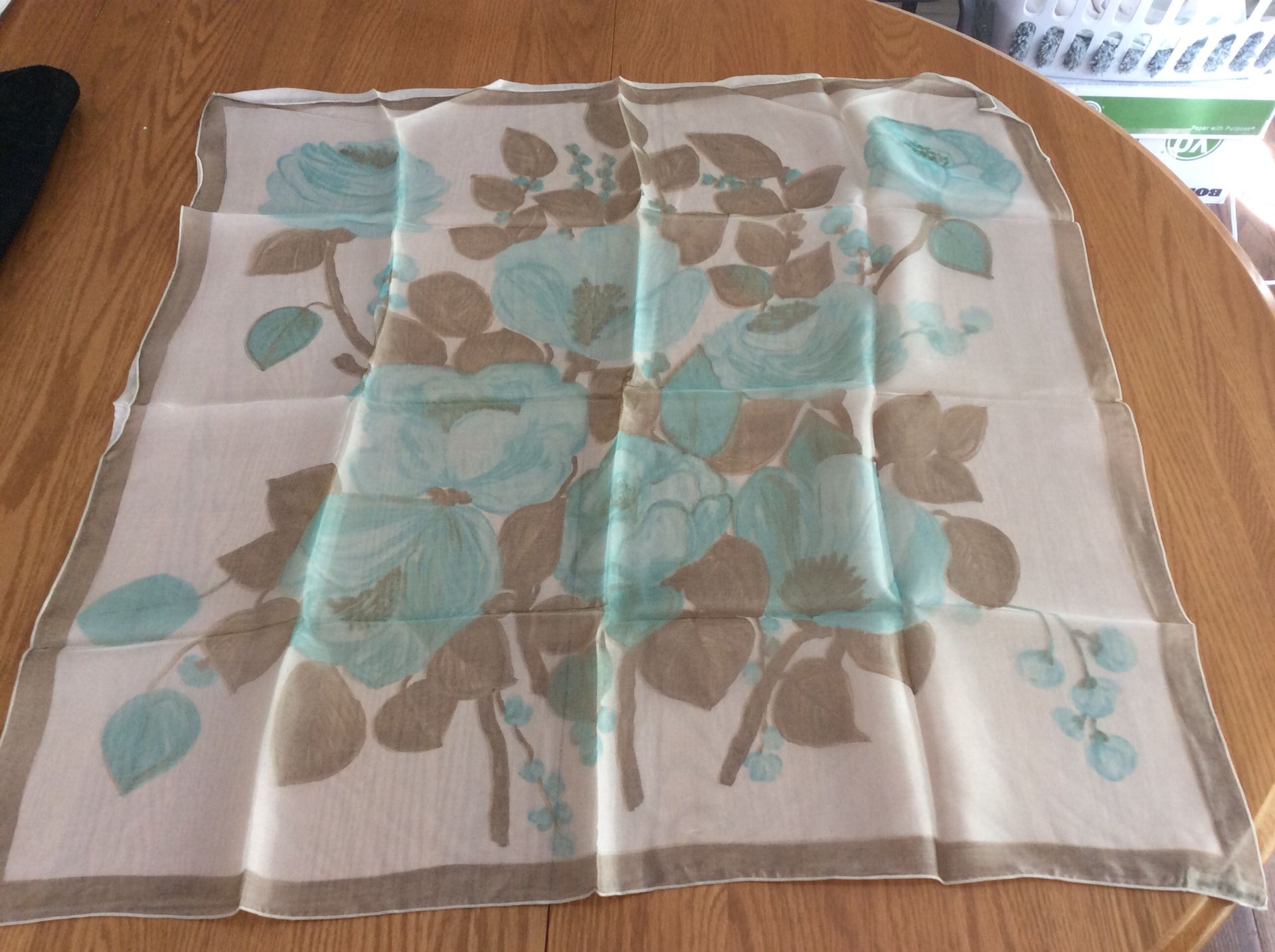 Vintage Swiss silk floral print scarf