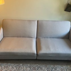 Round Arm Couch Convertible Sleeper Sofa Pull Down Gray 77”