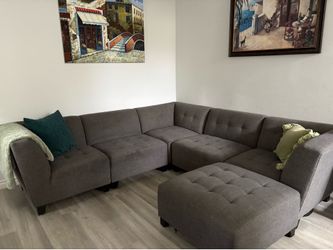 6 piece gray sectional couch
