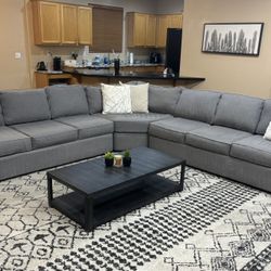 Beautiful Grey 3pc Fabric Sectional