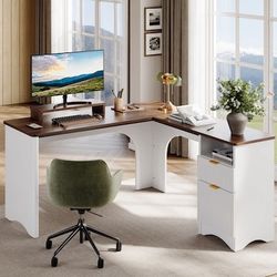 L-Shaped Computer Desk with Storage