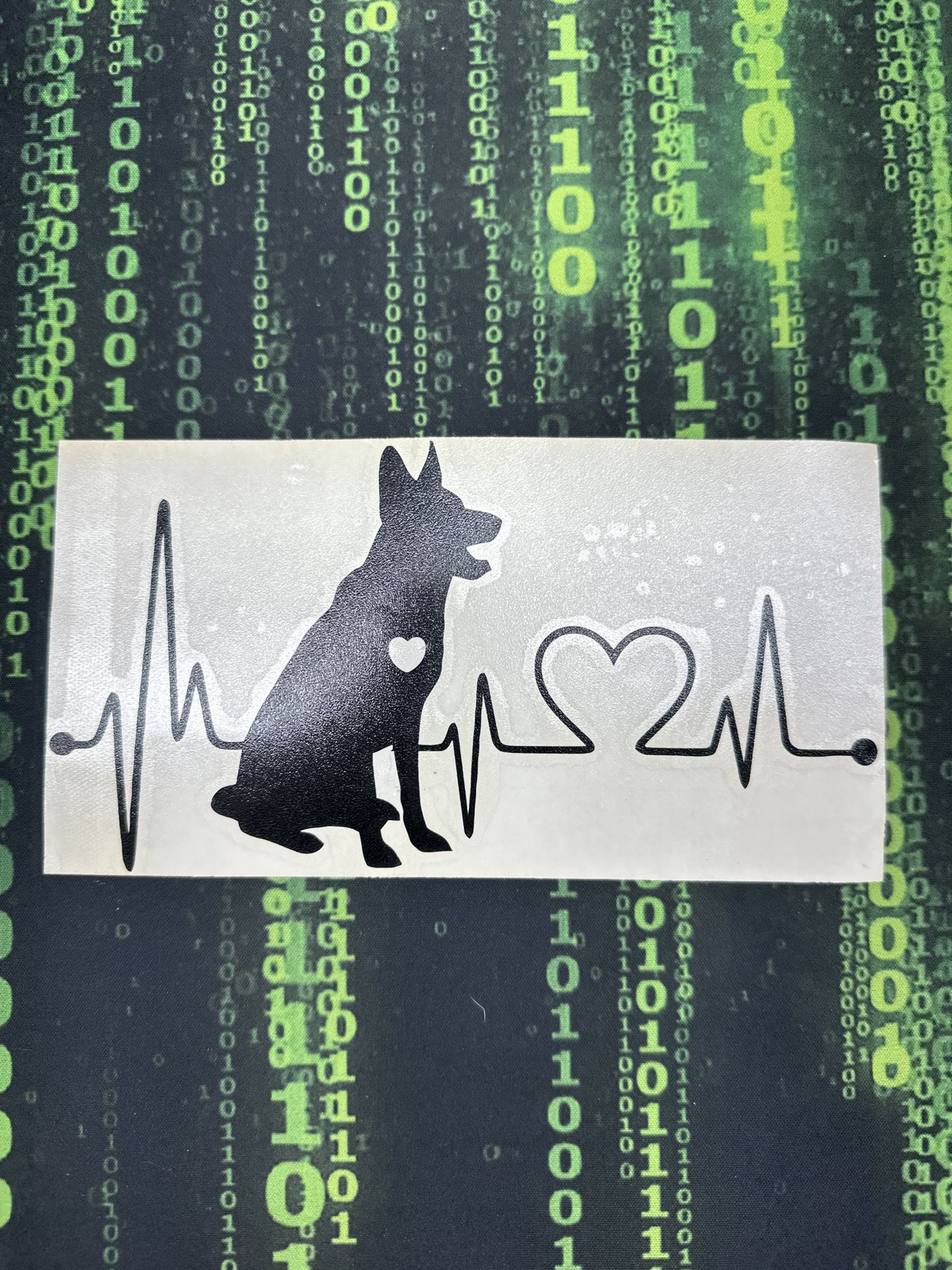 1 Black German Shepherd Heartbeat Sticker 7”