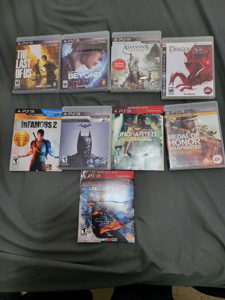 Playstation 3 Video Game Lot 10 Games Batman, Last Of Us, Dragon Age And More!