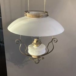 Antique Hanging Library/Parlor Oil Lamp