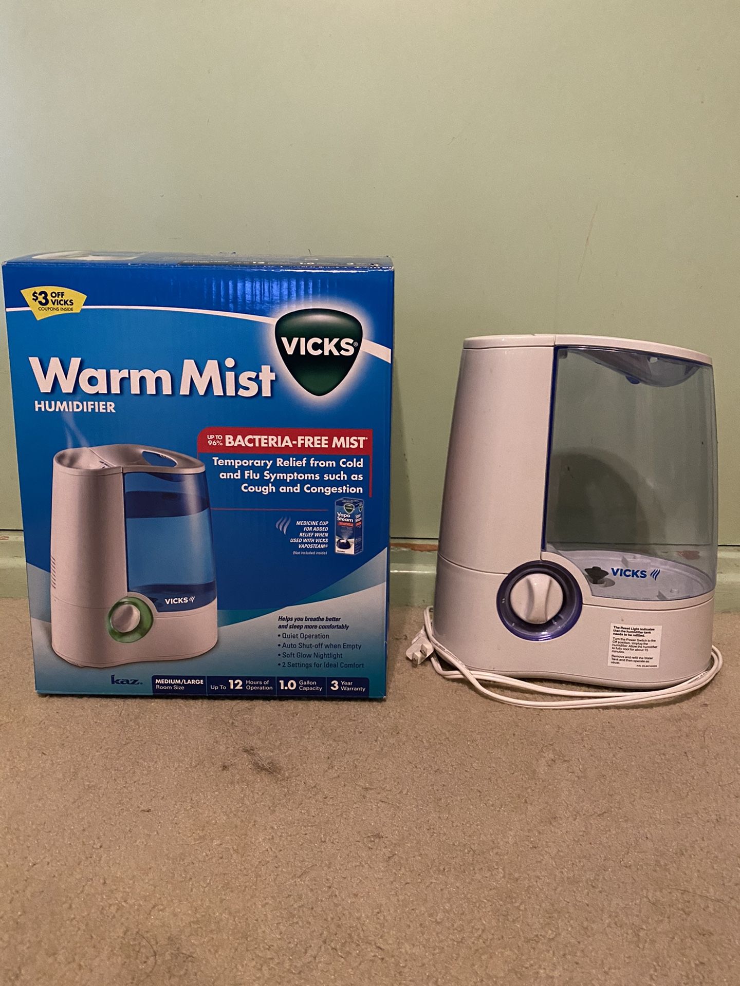 Warm mist humidifier