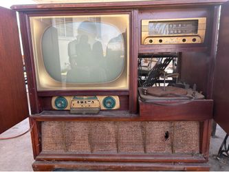 Mid Century TV with record and radio