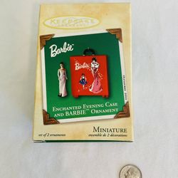  hallmark enchanted evening case and barbie ornament