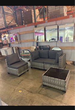 MOVING SALE!! Only $195!! New assembled set of 4 pcs outdoor gray set