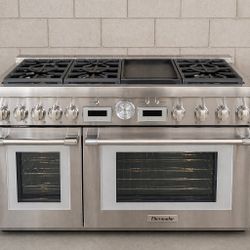 Thermador 48” Professional Gas Range Double Oven PRG486WDG Stainless Steel