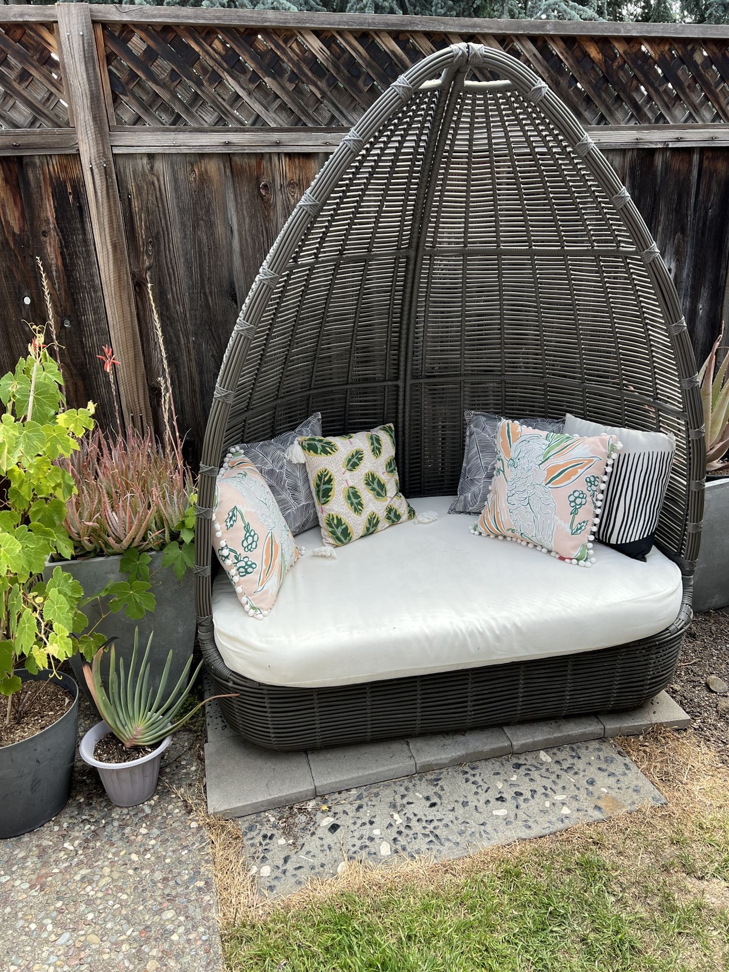World Market Egg Chair Dark Gray All Weather Wicker Maximus Egg Chair