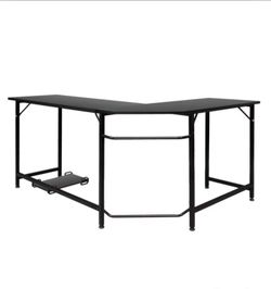 Black L-Shaped Corner Desk with CPU Stand