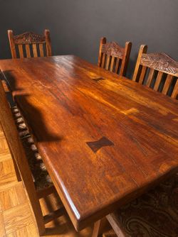 HD Buttercup Solid Indian Rosewood Dining Set, 72” Table + 6 Chairs