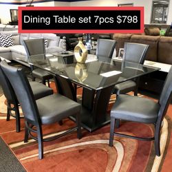 New Glass Dining Table Set 7pcs 