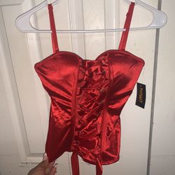 Red Silk Corset Top