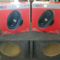 Brand New Cer Win Vega 10" Subwoofer 4 Ohms Single Voice Coil With A Custom Ported Box Color Grey Carpet MDF Wood 