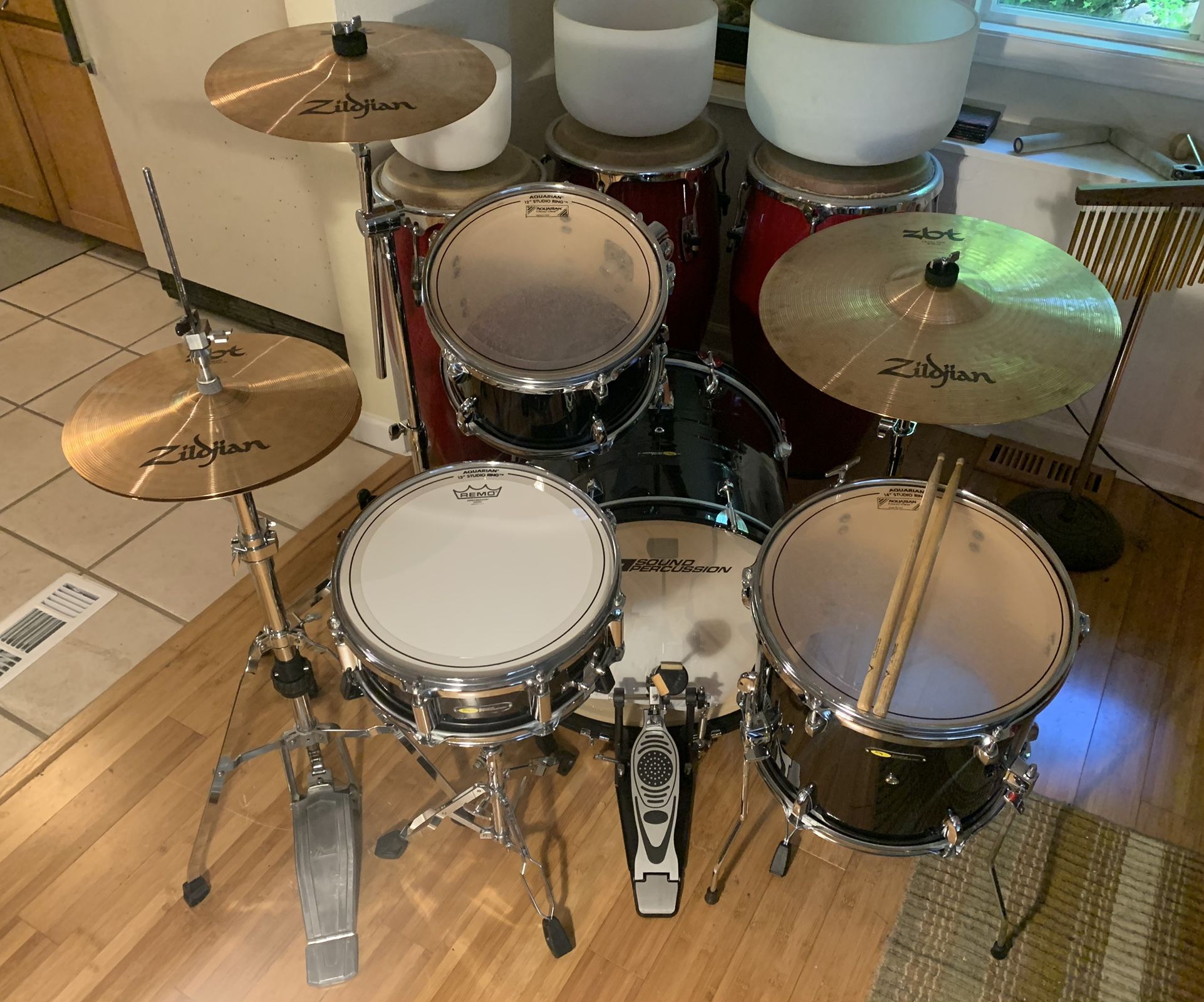 Sound Percussion Drum Set, Zildjian Cymbals