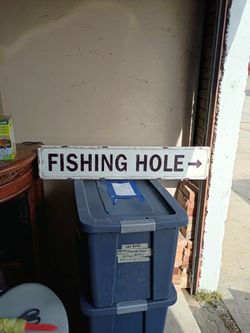 Large Embossed Metal Fishing Sign