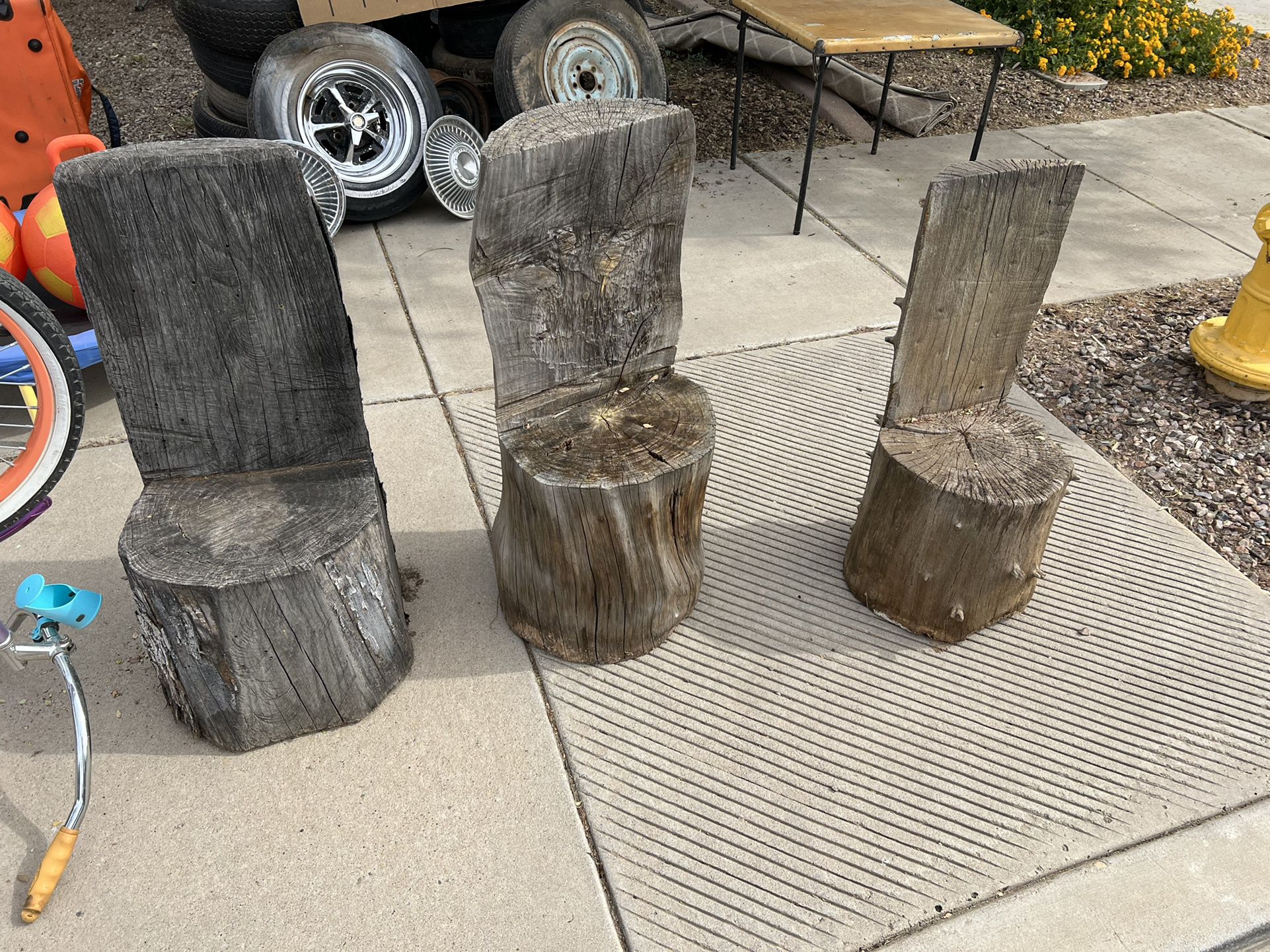 Solid Wood Stump Chairs! Super Cool! Great For Outside Seating! $15.00/each OBO!