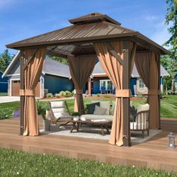 Brand New 10ft x 10ft Aluminum Hardtop Gazebo Pavilion – Sealed Boxes