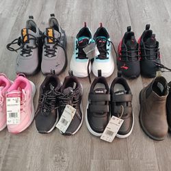 Lot Of 4 Pairs Of Youth & Kids Shoes (Pumas, Reebok, Sketchers)