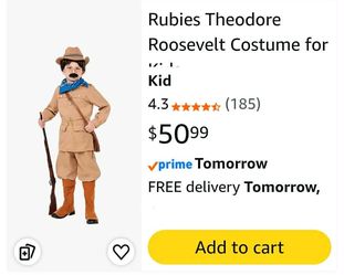 New Rubies Theodore Roosevelt Costume for Kids, Medium 7yr - 8yr