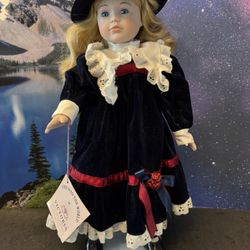“Alyssa” Vintage Victoria Porcelain Doll with Stand & Box. 17” Tall.