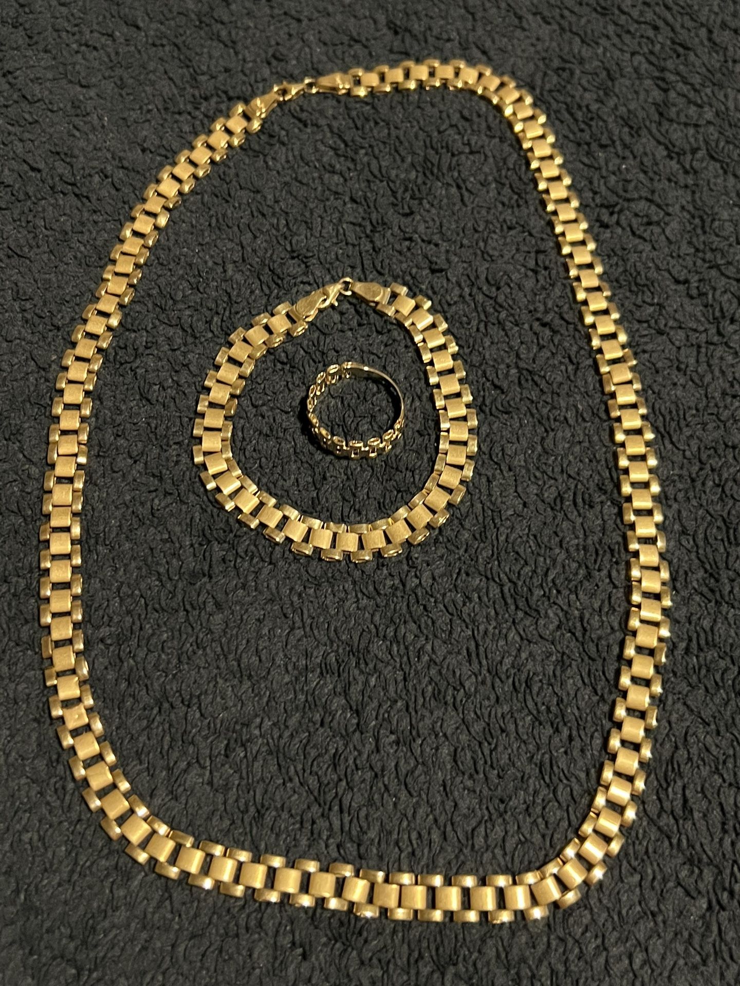 10k Gold Rolex Chain,bracelet,and Ring Set