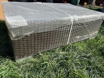 Brown Wicker Tea / Coffee Table with Glass Top - New in Box