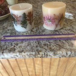 2 Christmas Candles 9 Inch Height Sold As Set