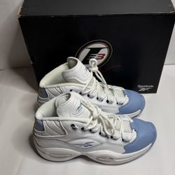 Reebok Question Mid Junior Size 6US White/Light Blue Basketball Shoes 