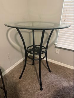 Glass High Top Table w/ 2 Chairs