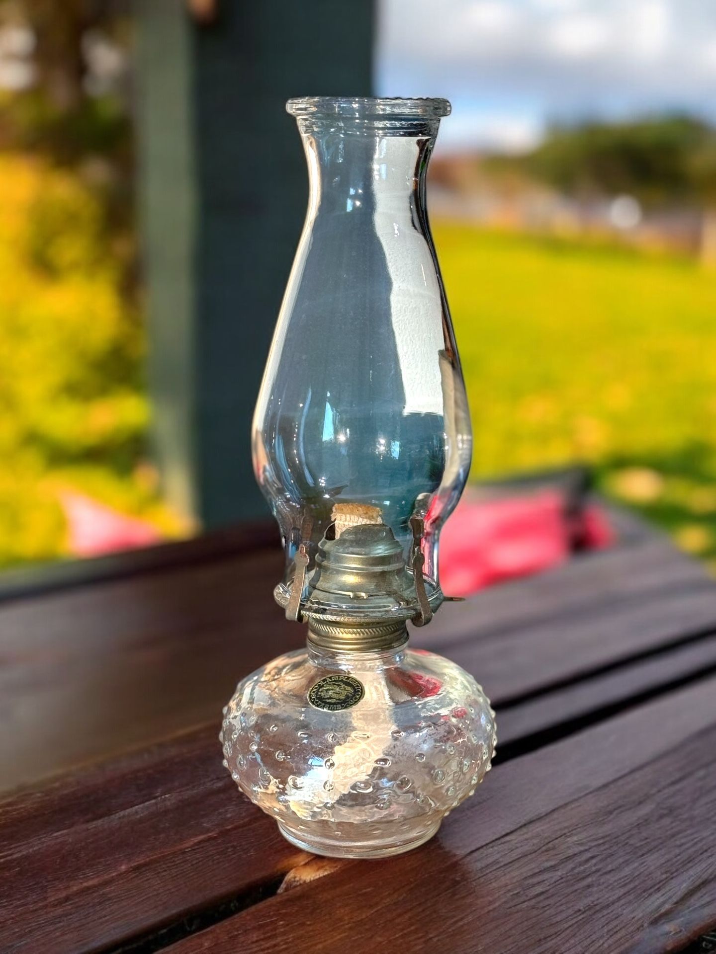 Vintage Lamplight Farms Clear Glass Oil Lamp Farmhouse Style
