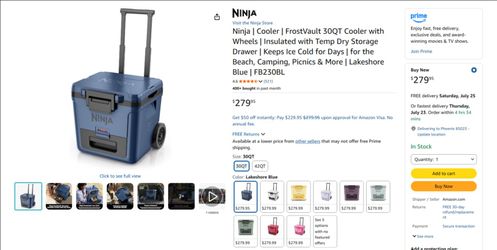 Ninja cooler 30qt with All Terrain wheels