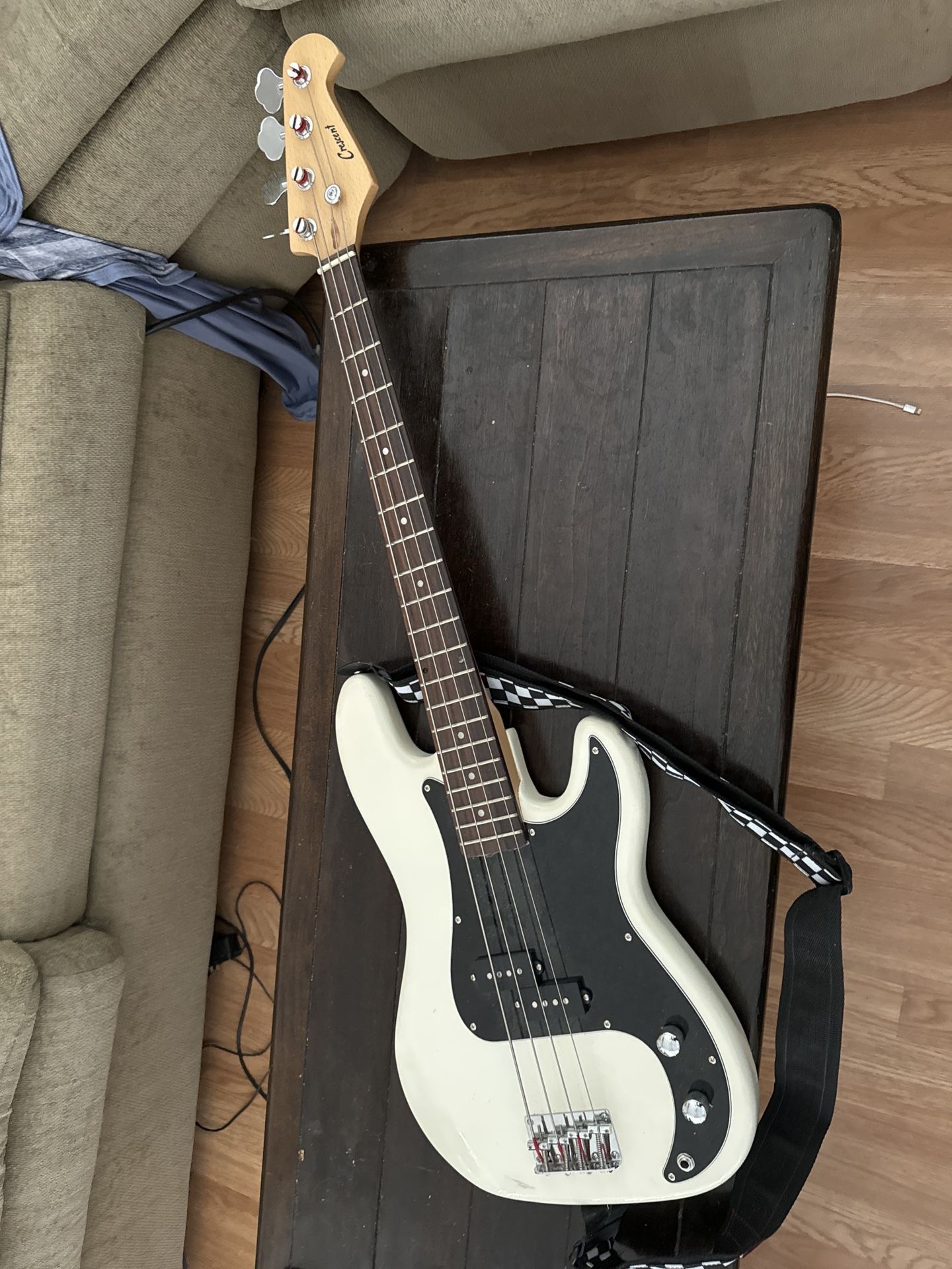 Crescent Electric Bass Guitar With Amplifier