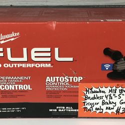 Milwaukee M18 18V Fuel Brushless 4 1/2” - 5” Dual Trigger Braking Grinder Tool Only New 