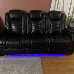 Power Recliner Sofas With Adjustable Headrest And LED Lights 