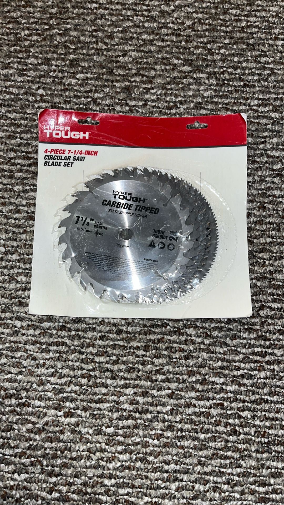 Hyper Tough 4 Piece 7-1/4" Circular Saw Blades, Steel Material / 4 Hojas Para Sierra Circular 7-1/4”