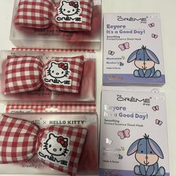 The creme Headband and Sheet Masas