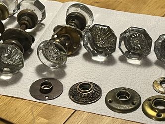 Antique Leaded Glass Door Handles And Hardware Vintage