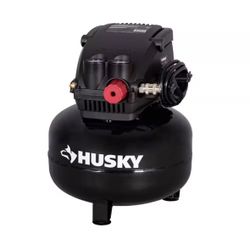 Husky 3 Gal. 120 PSI Portable Electric Oil-Free Light Duty Pancake Air Compressor with Fold Down Han