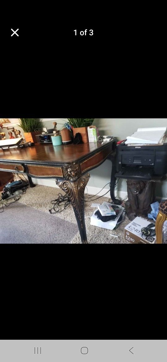Antique Replica Leather Top Desk
