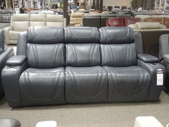Leather Power Sofa - York Blue - AS-IS Clearance, Power Recline Not Working
