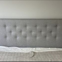 Queen Upholstered Headboard And Metal Bedframe 