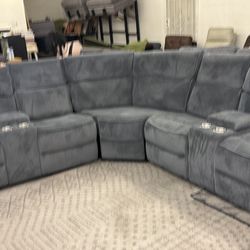 New gray corduroy recliner sectional couch